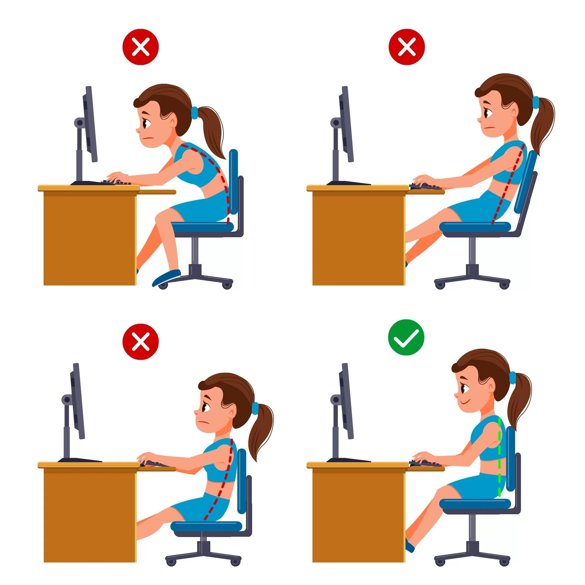 pelvic tilt sitting posture, 正确坐姿示范图