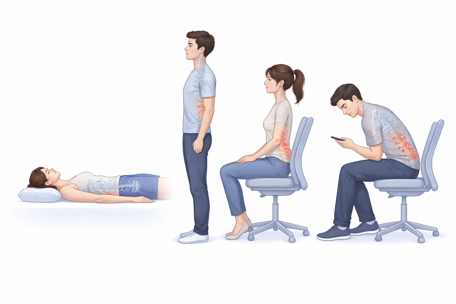 脊柱压力变化四阶段示意图